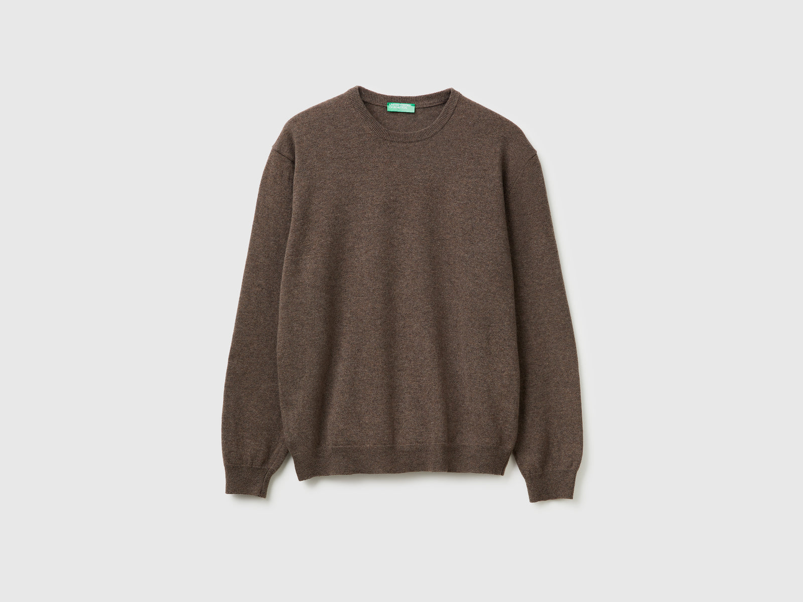 Camisola de gola redonda marrom em pura lã Merino - ucb_image_FS