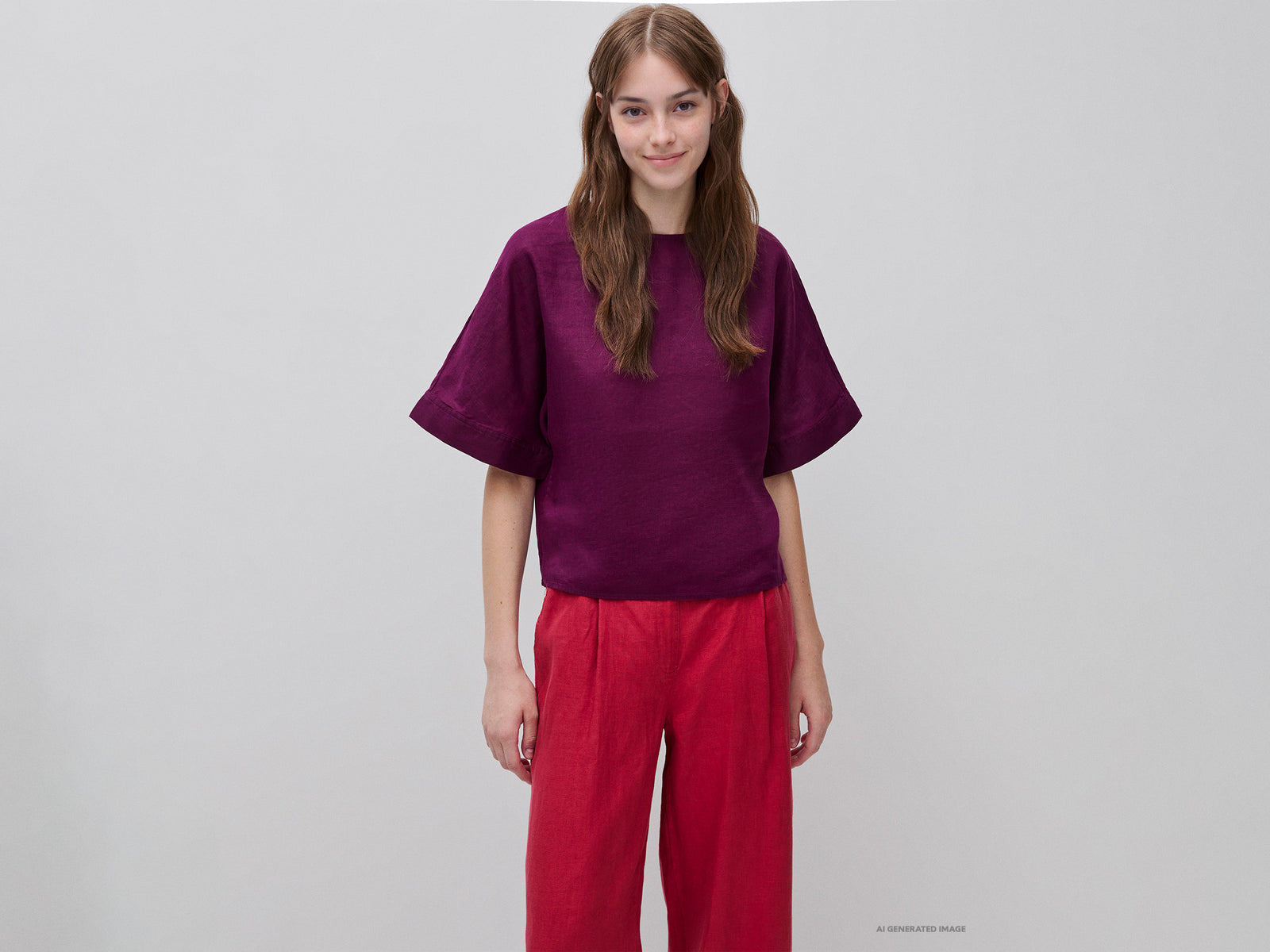 Blusa de gola redonda em linho puro - ucb_image_F