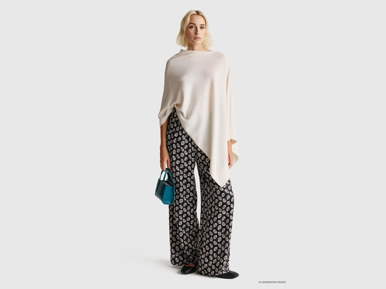 Wide flowy trousers with pattern print