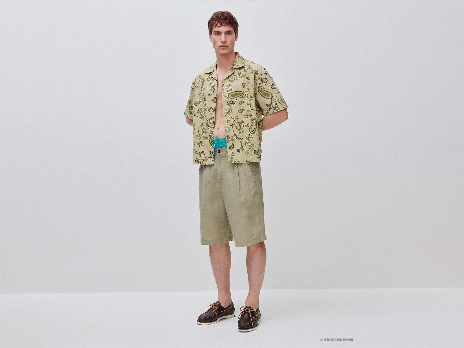 Pure linen Bermuda shorts