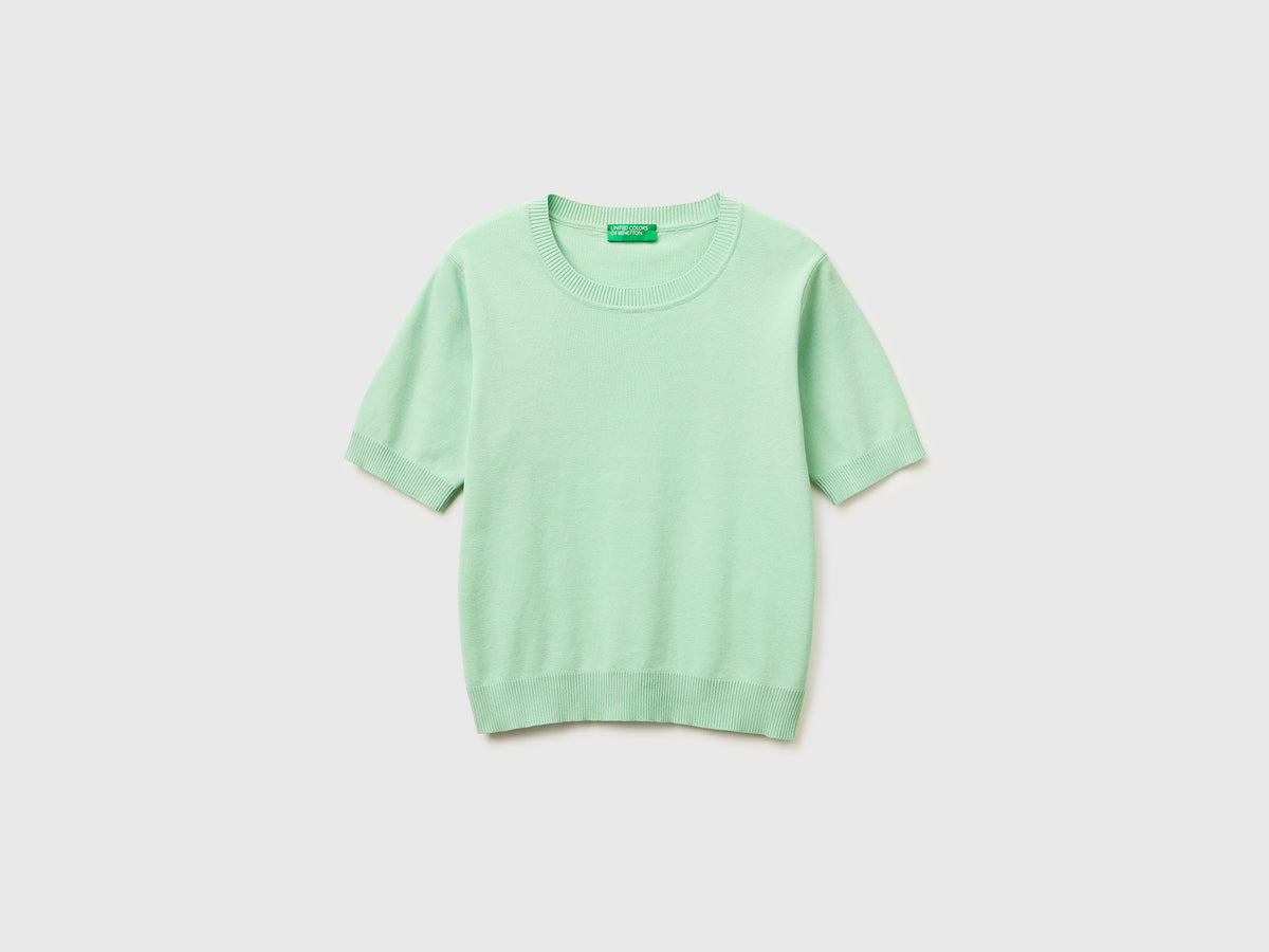 Sage green sweater with short sleeves - ucb_image_FS