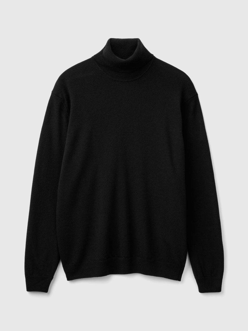 Camisola de gola alta preta em pura lã Merino - ucb_image_FS