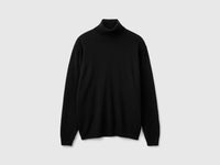 Camisola de gola alta preta em pura lã Merino - ucb_image_FS