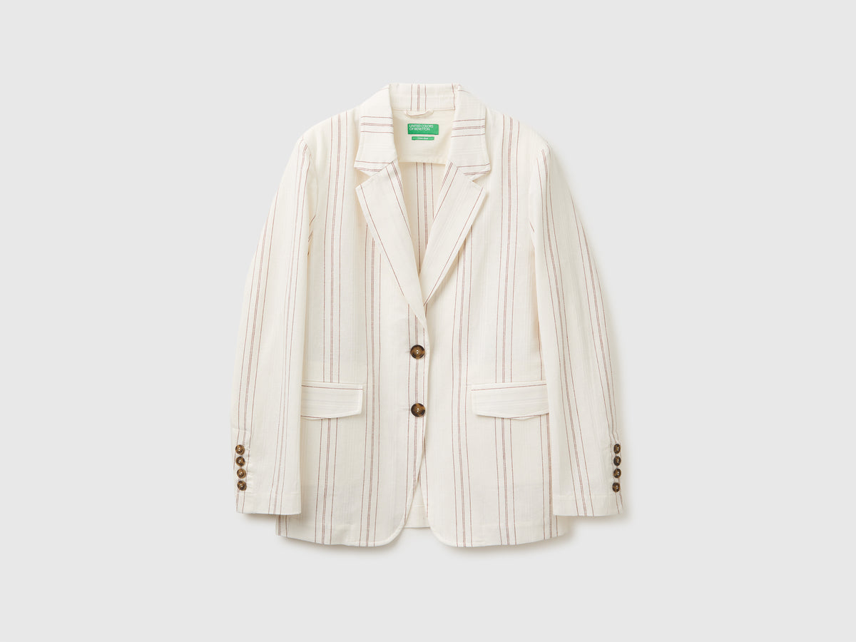 Blazer às riscas em mistura de linho - ucb_image_FS