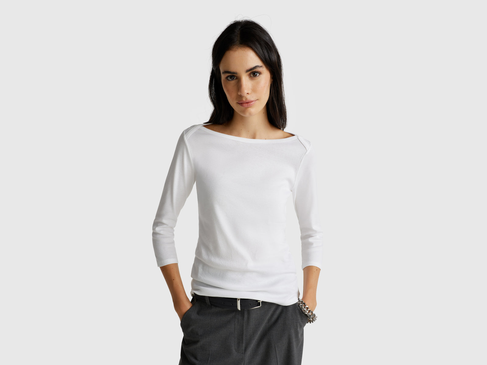 T-shirt com decote à barco - ucb_image_F