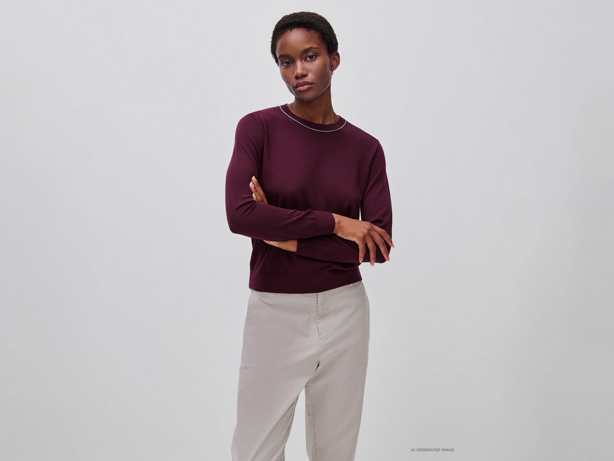 Camisola de gola redonda em pura lã Merino - ucb_image_F