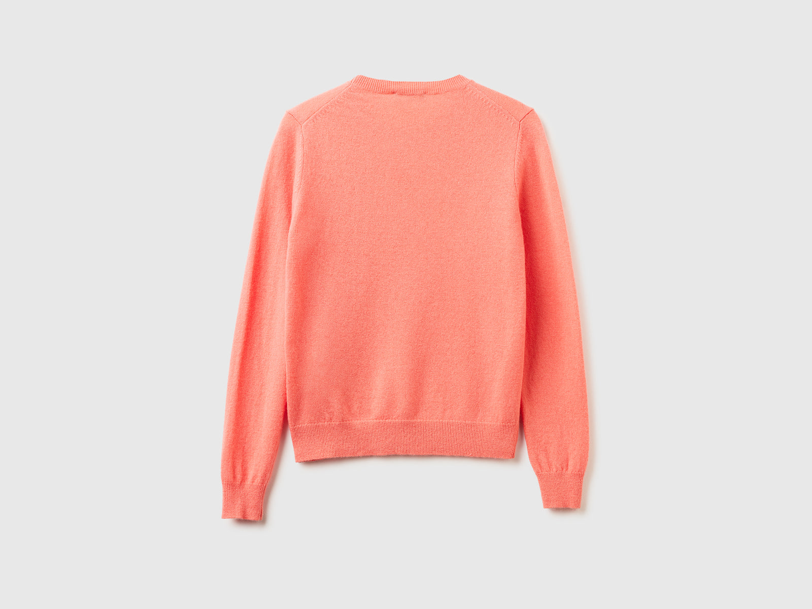 Camisola de gola redonda cor pêssego em pura lã Merino - ucb_image_BS