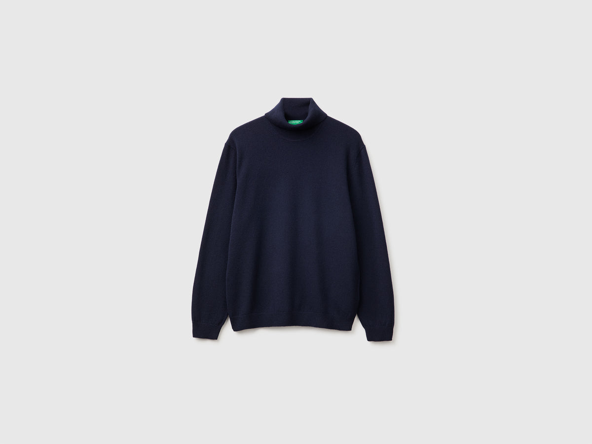 Camisola de gola alta azul da meia-noite em pura lã Merino - ucb_image_FS