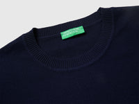 Dark blue sweater in tricot cotton - ucb_image_DS1