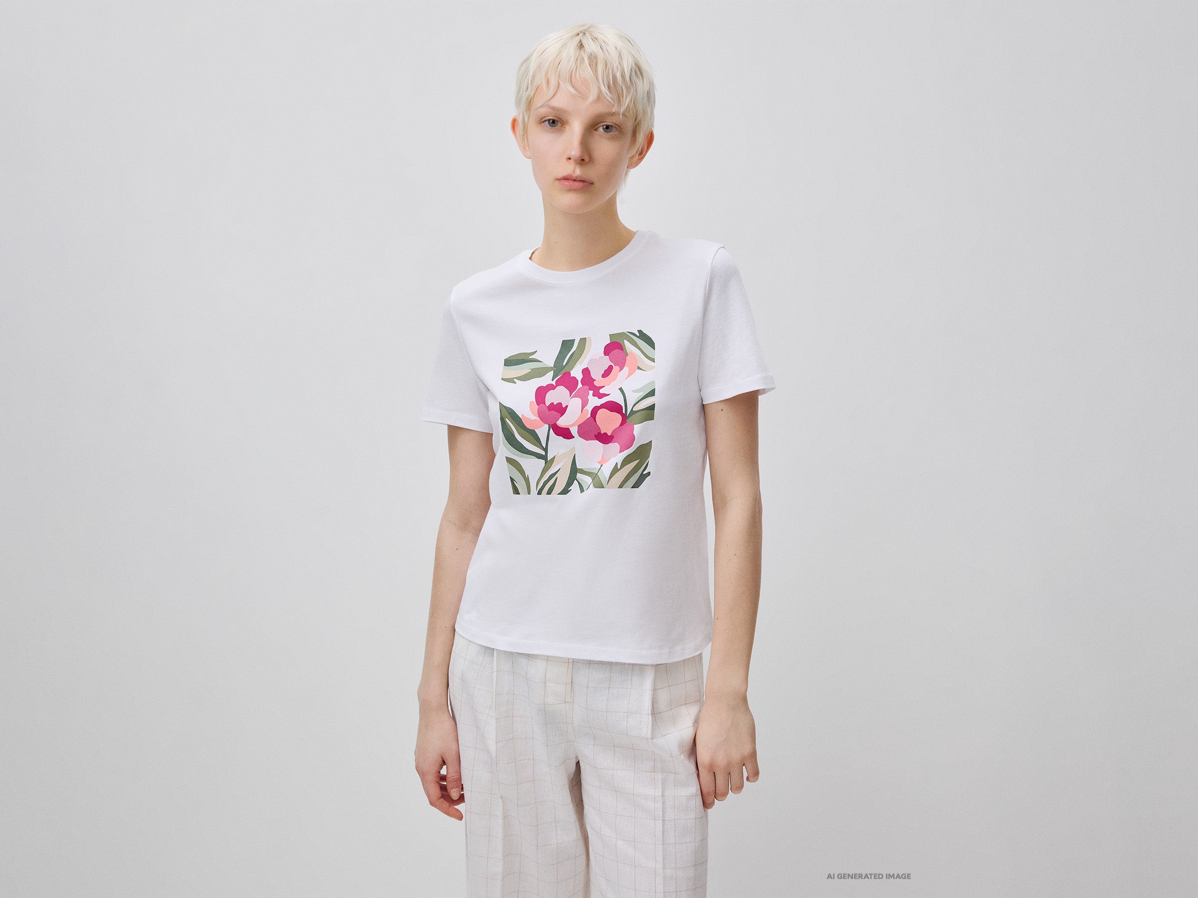 T-shirt com estampa às flores - ucb_image_F