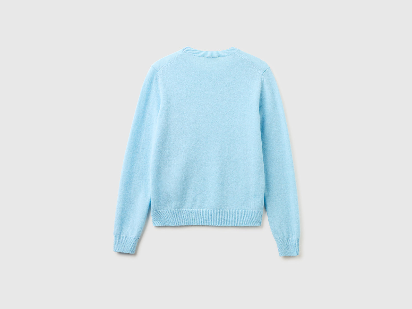 Camisola de gola redonda azul-celeste em pura lã Merino - ucb_image_BS