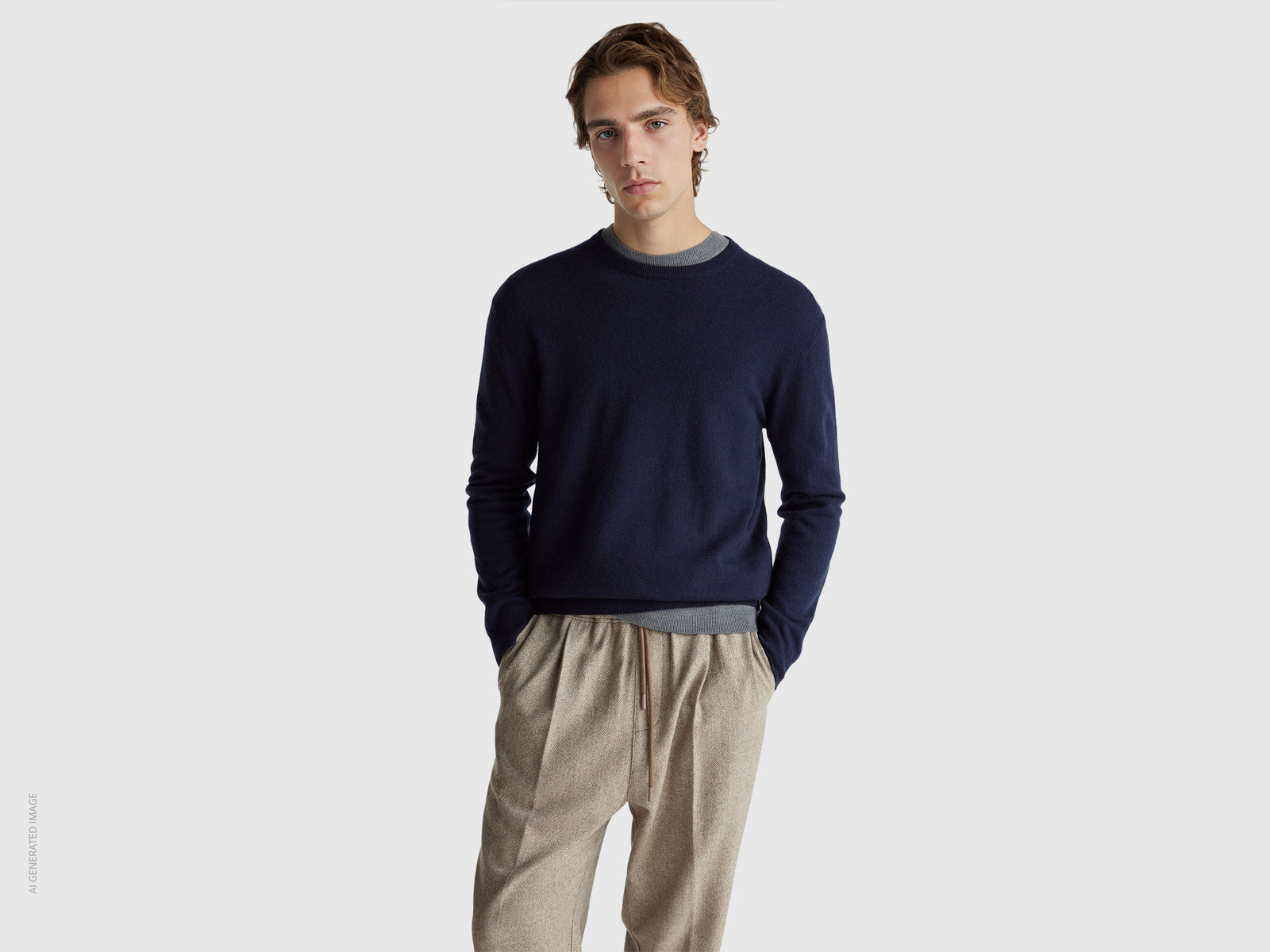 Camisola azul-escuro em pura lã Merino - ucb_image_F