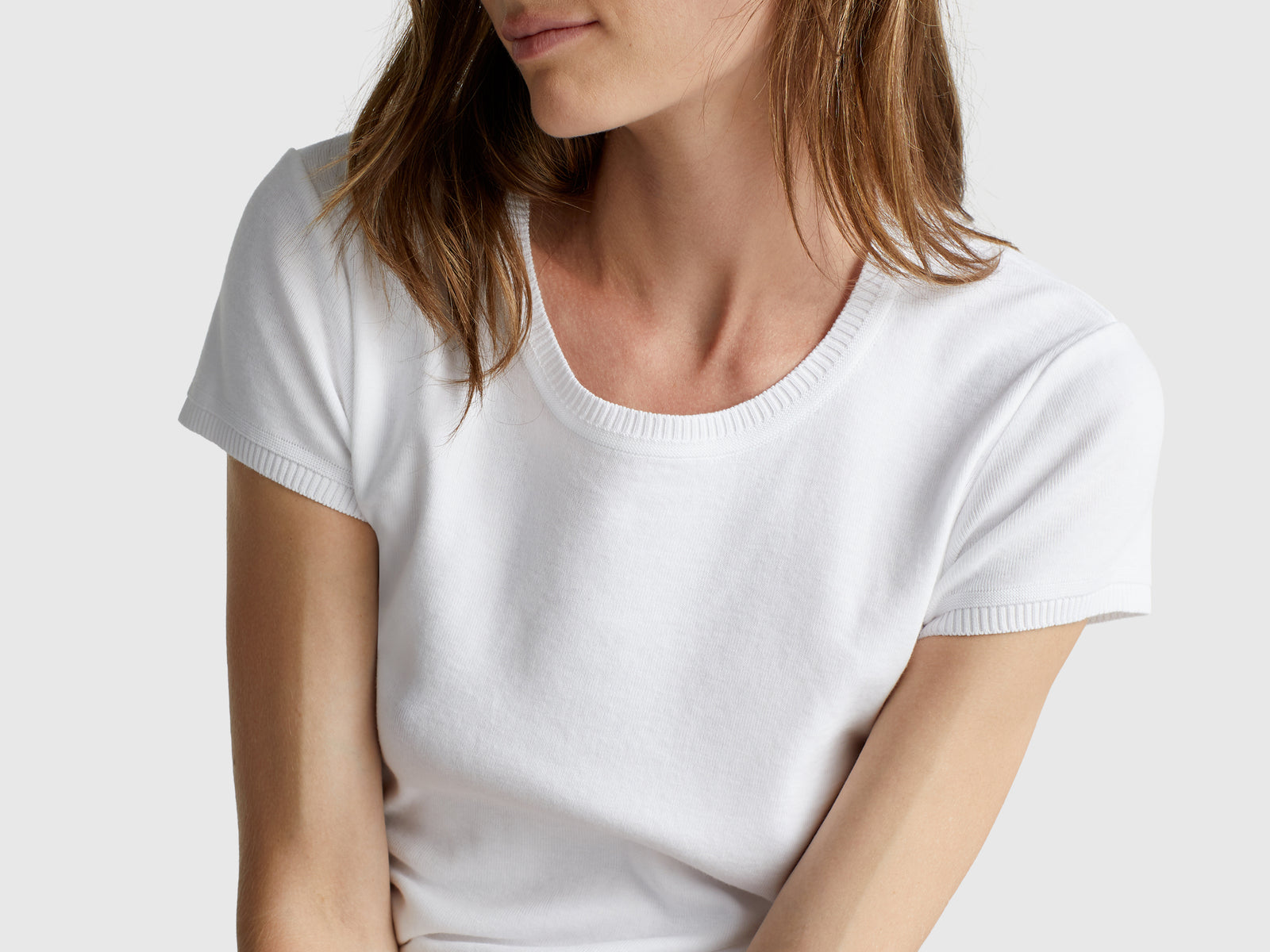 Short sleeve sweater in pure cotton