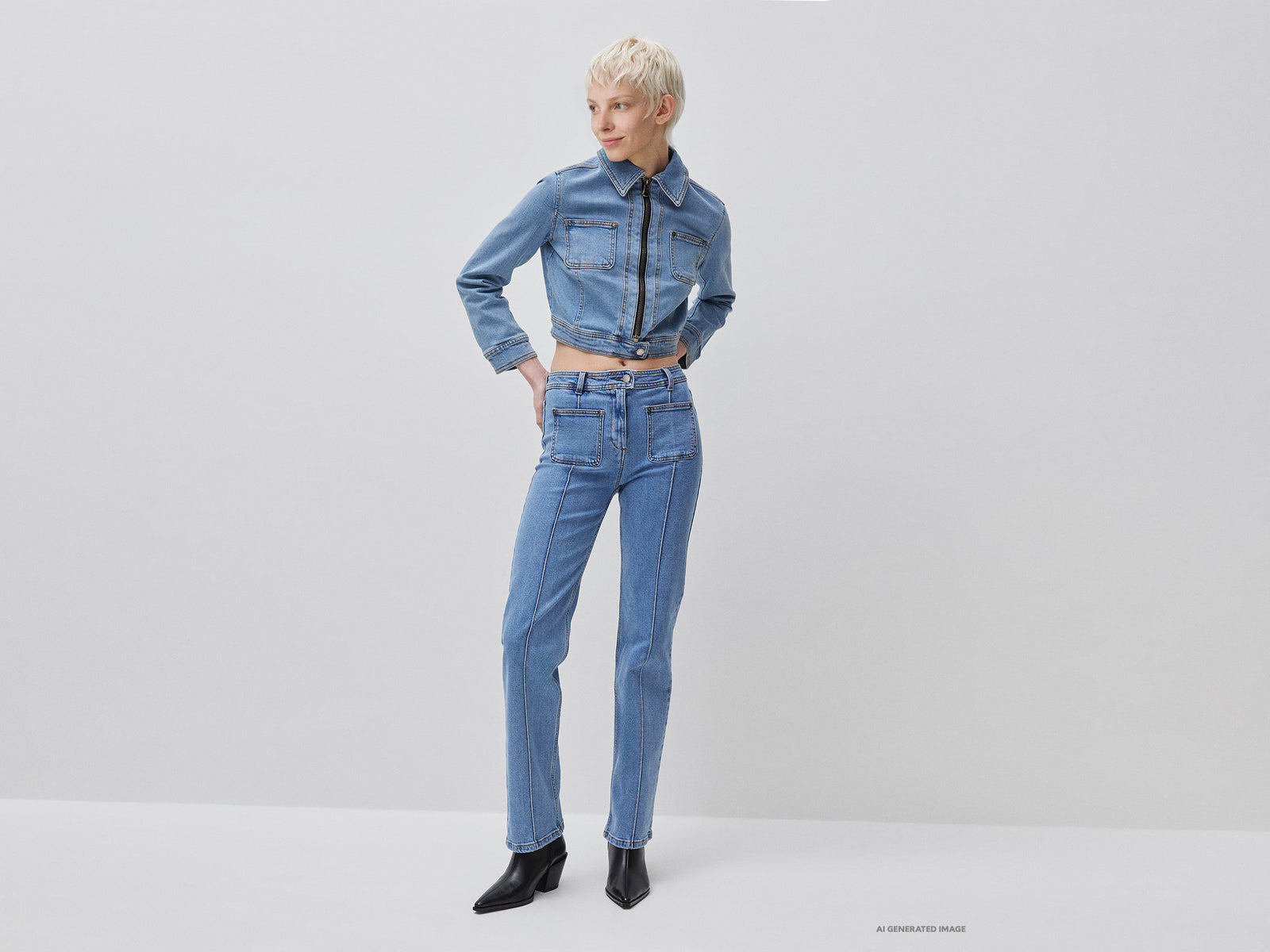 Flare jeans with ribbing