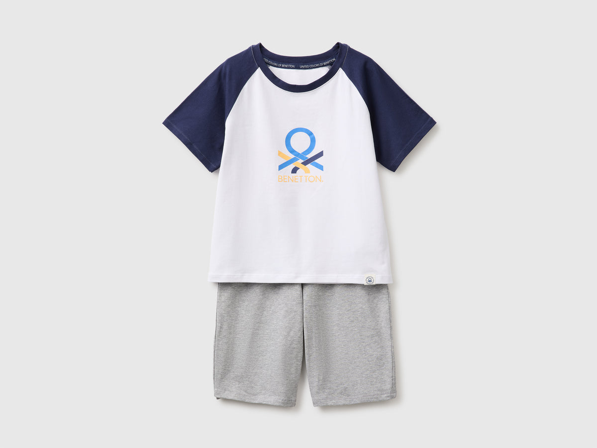 Pijama curto em algodão estampa logótipo - ucb_image_FS