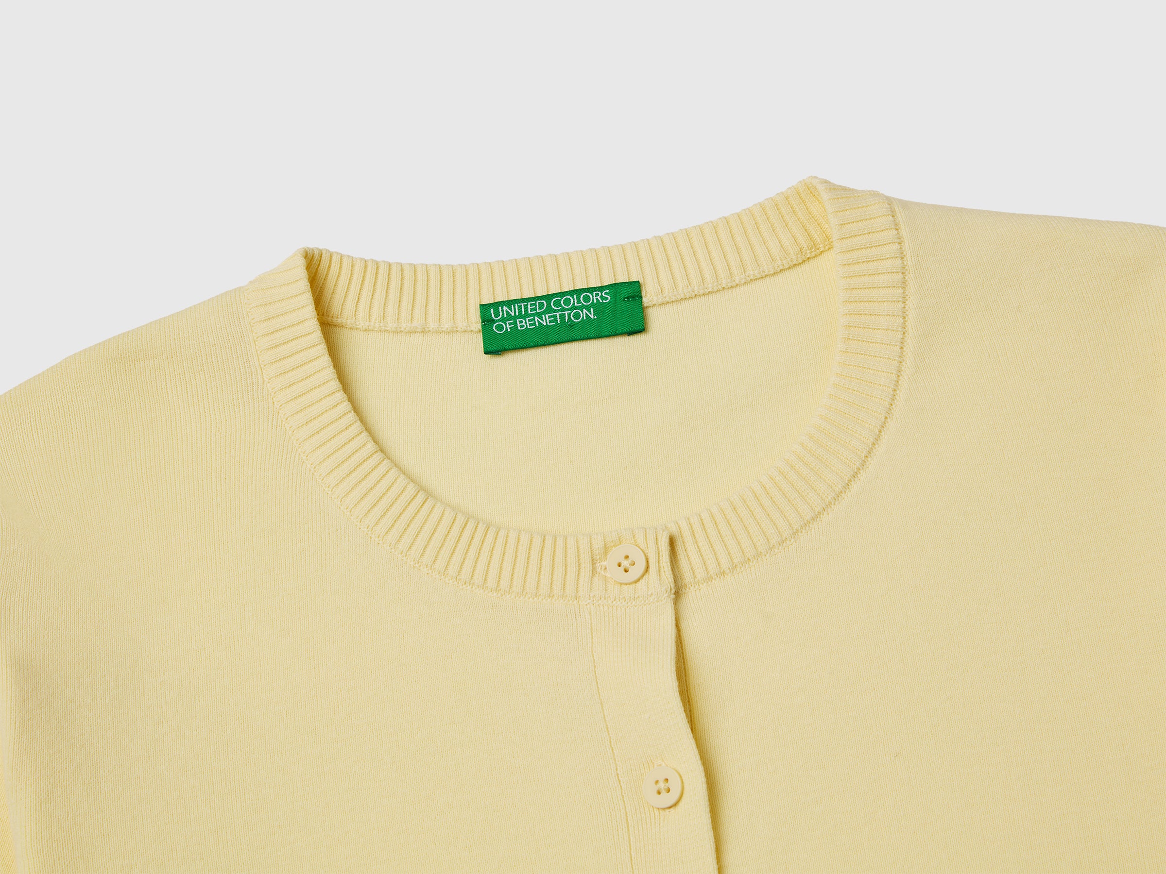 Light yellow cardigan in cotton tricot - ucb_image_DS1