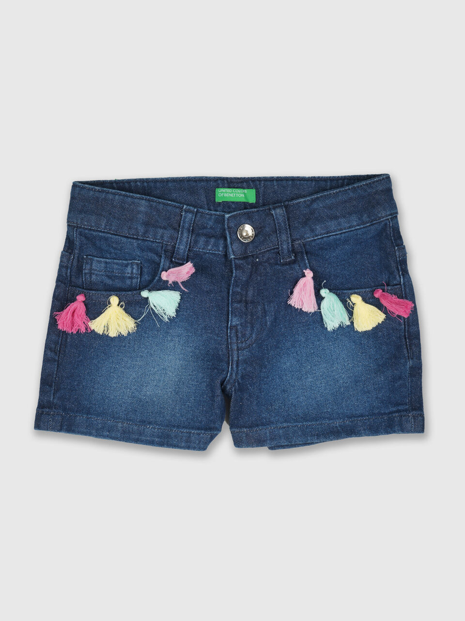Denim Shorts With Tassels image number null