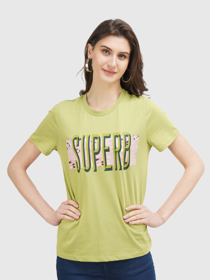 Short Sleeve Printed Round Neck Top