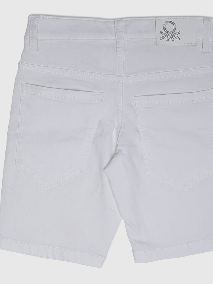 White Denim Shorts-Solid
