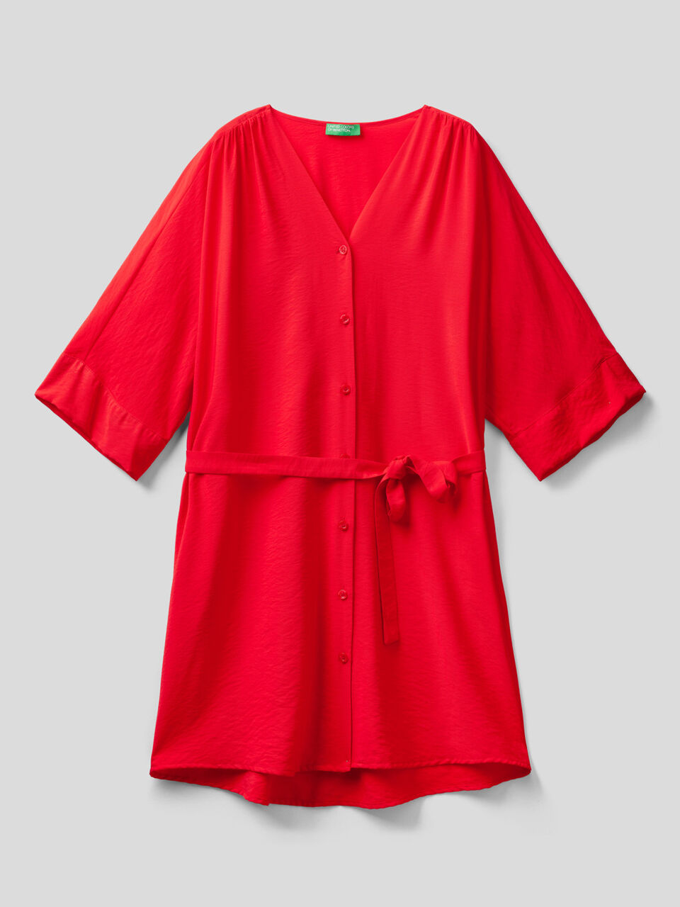 CYNCHED AT SHOULDER BUTTON DOWN DRESS image number 1