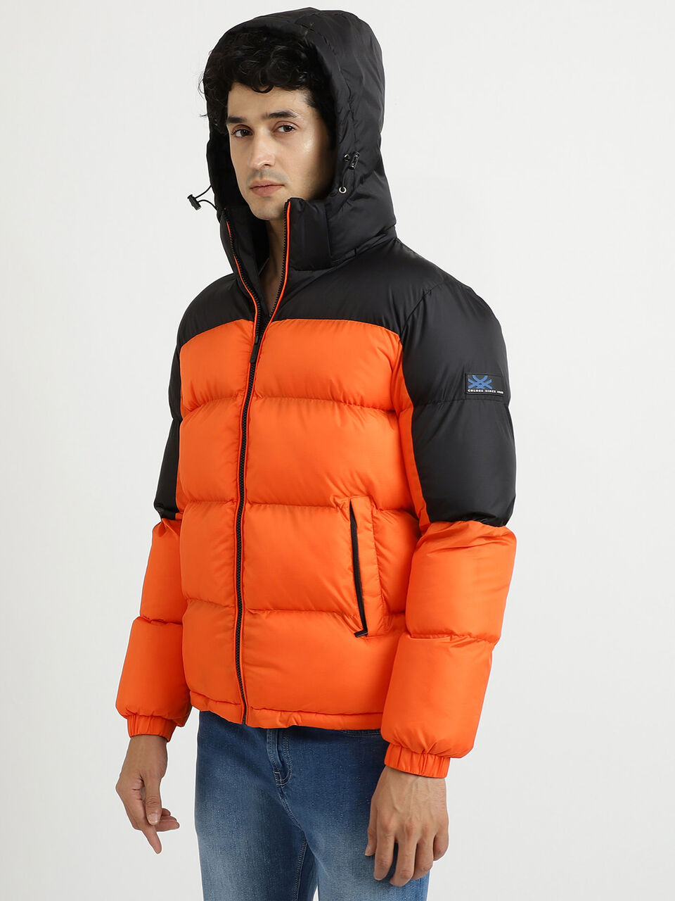 CONTRAST PANEL HEAVY PUFFER JACKET image number null