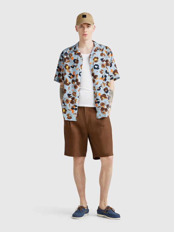 Bermudashorts mit Kordelzug aus reinem Leinen Herren