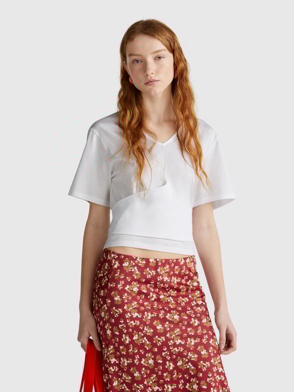 T-Shirt mit Knoten auf der Rückseite Damen