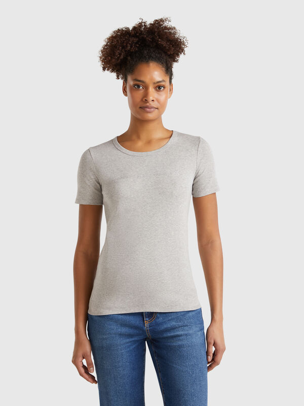T-Shirt aus 100% Baumwolle mit Glitter-Logoprint Damen