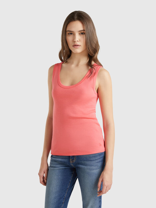 Fuchsiafarbenes Tanktop aus reiner Baumwolle Damen