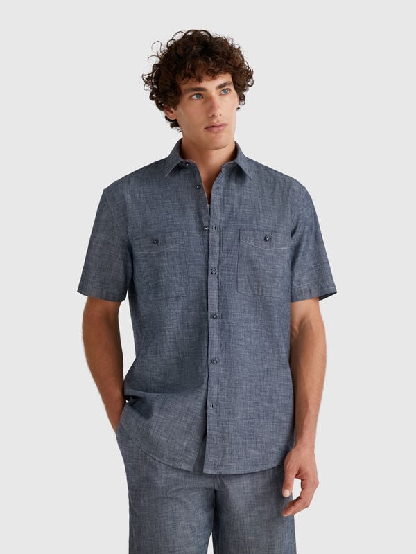 Kurzarm-Chambray-Hemd Herren