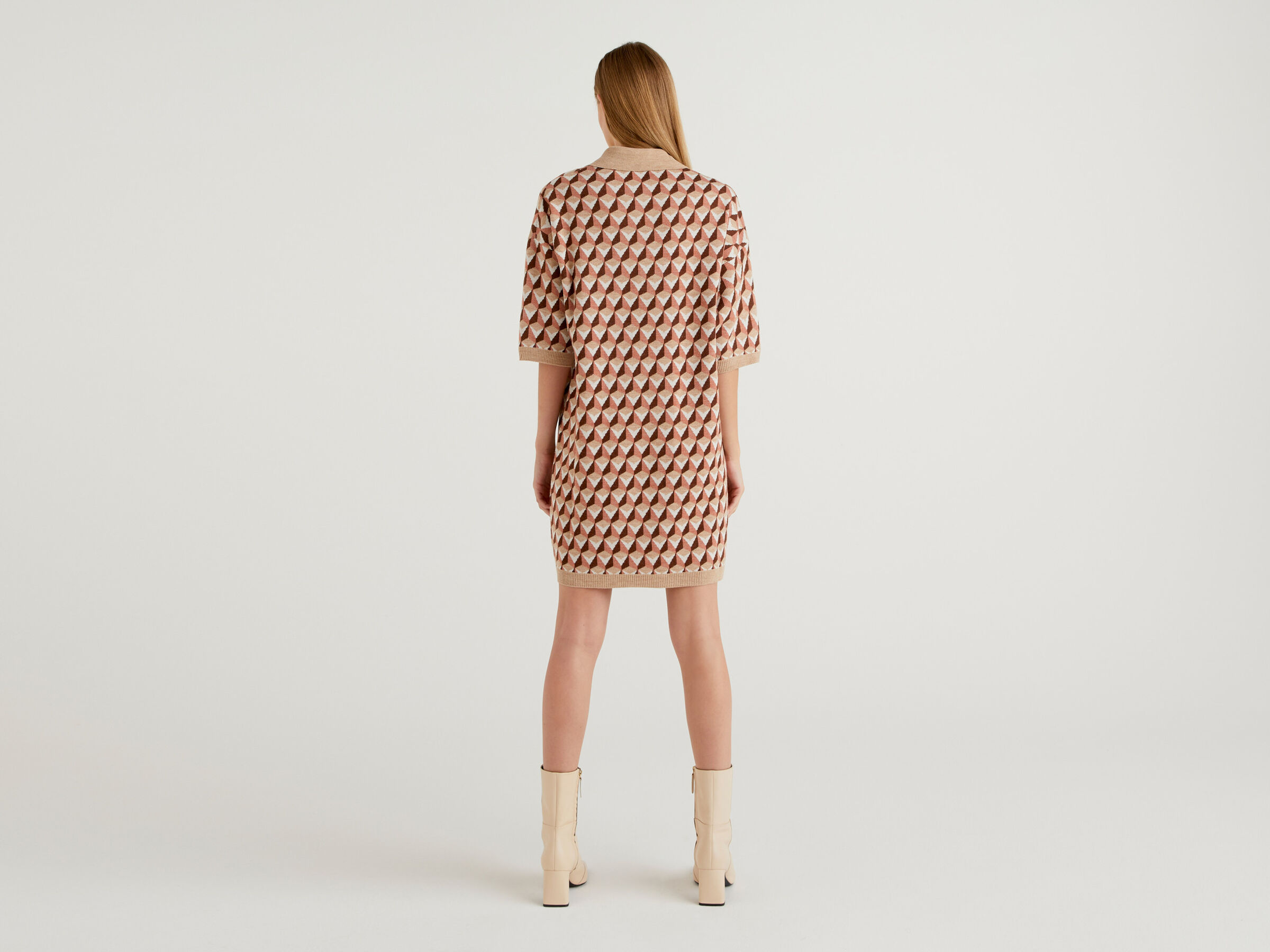 Jacquard-Kleid mit Polo-Kragen image number 2