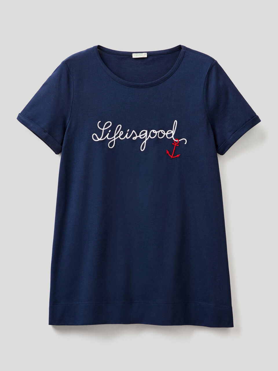 T-Shirt aus reiner, bestickter Baumwolle image number 1