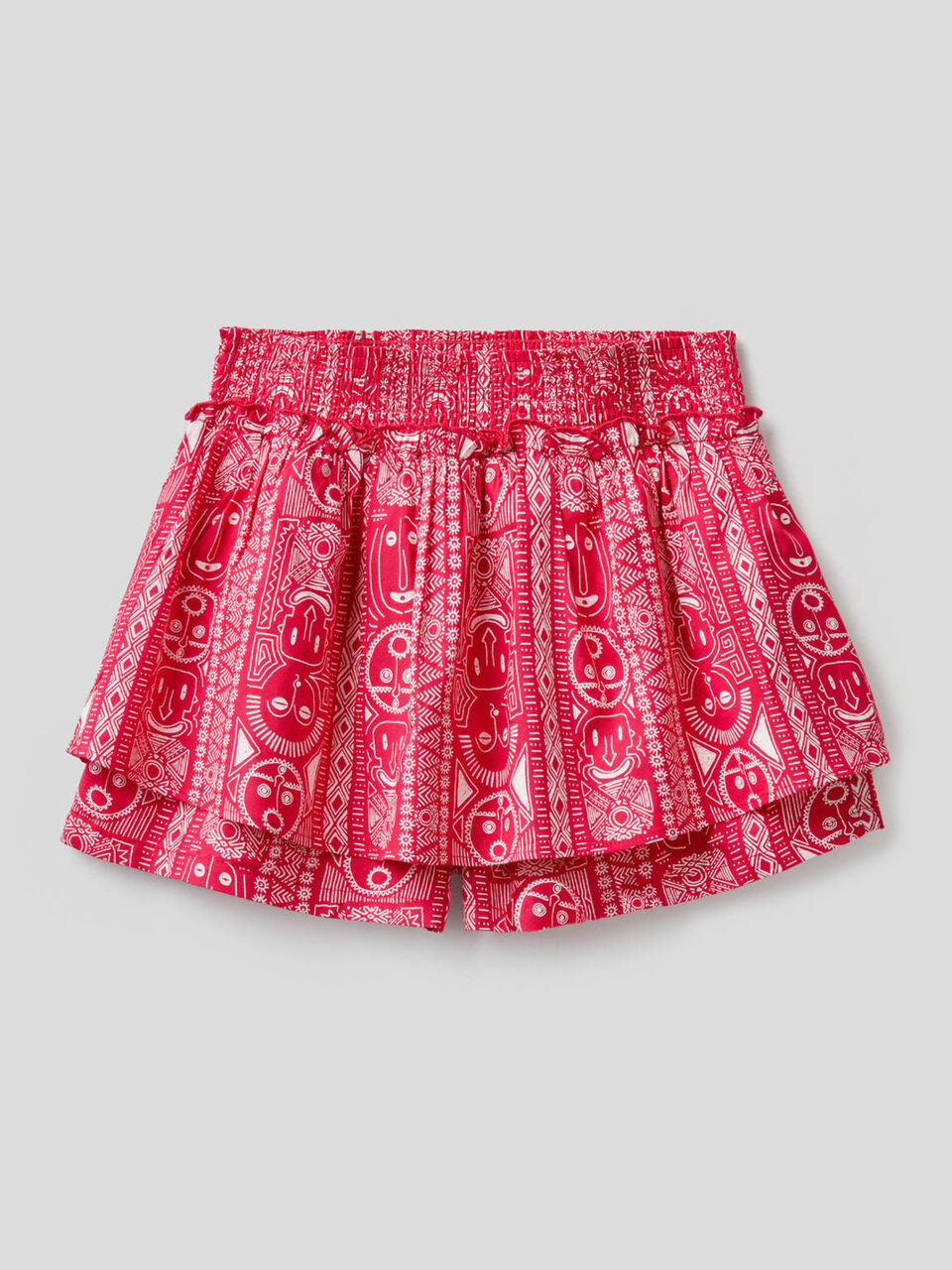 Gemusterte Shorts mit Maxi-Rüsche image number 1