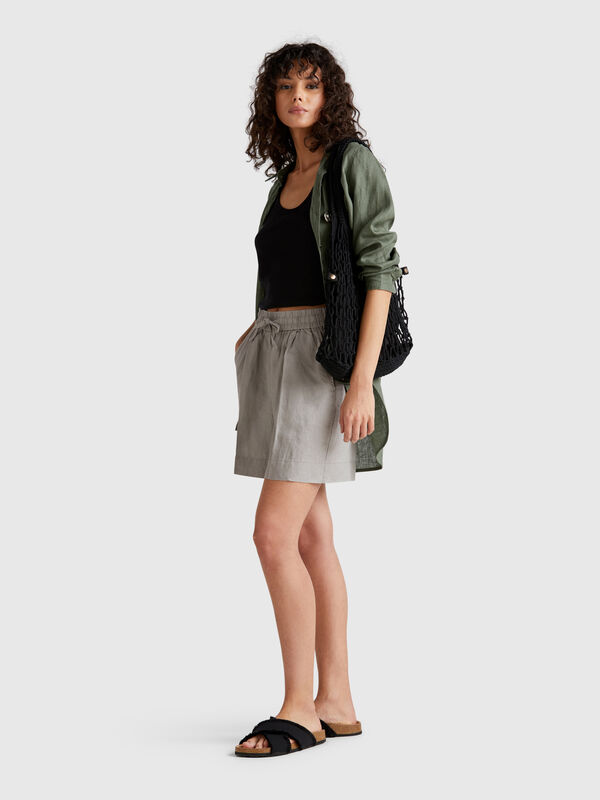 Shorts aus reinem Leinen mit Kordelzug Damen