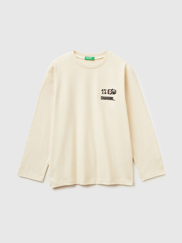 Warmes Baumwoll-T-Shirt mit Aufdruck Jungen