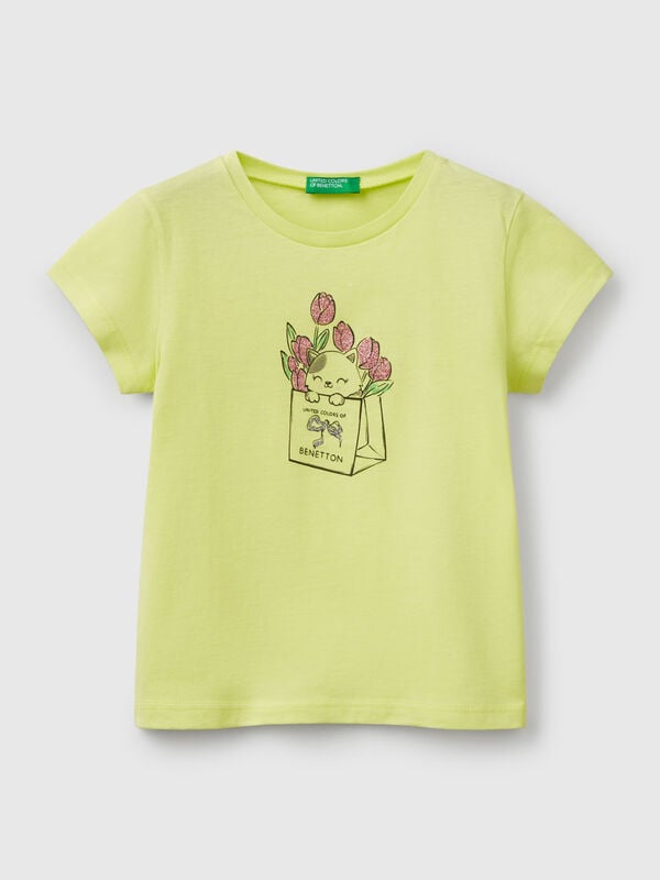 T-Shirt aus Baumwolle mit Glitzer Mädchen