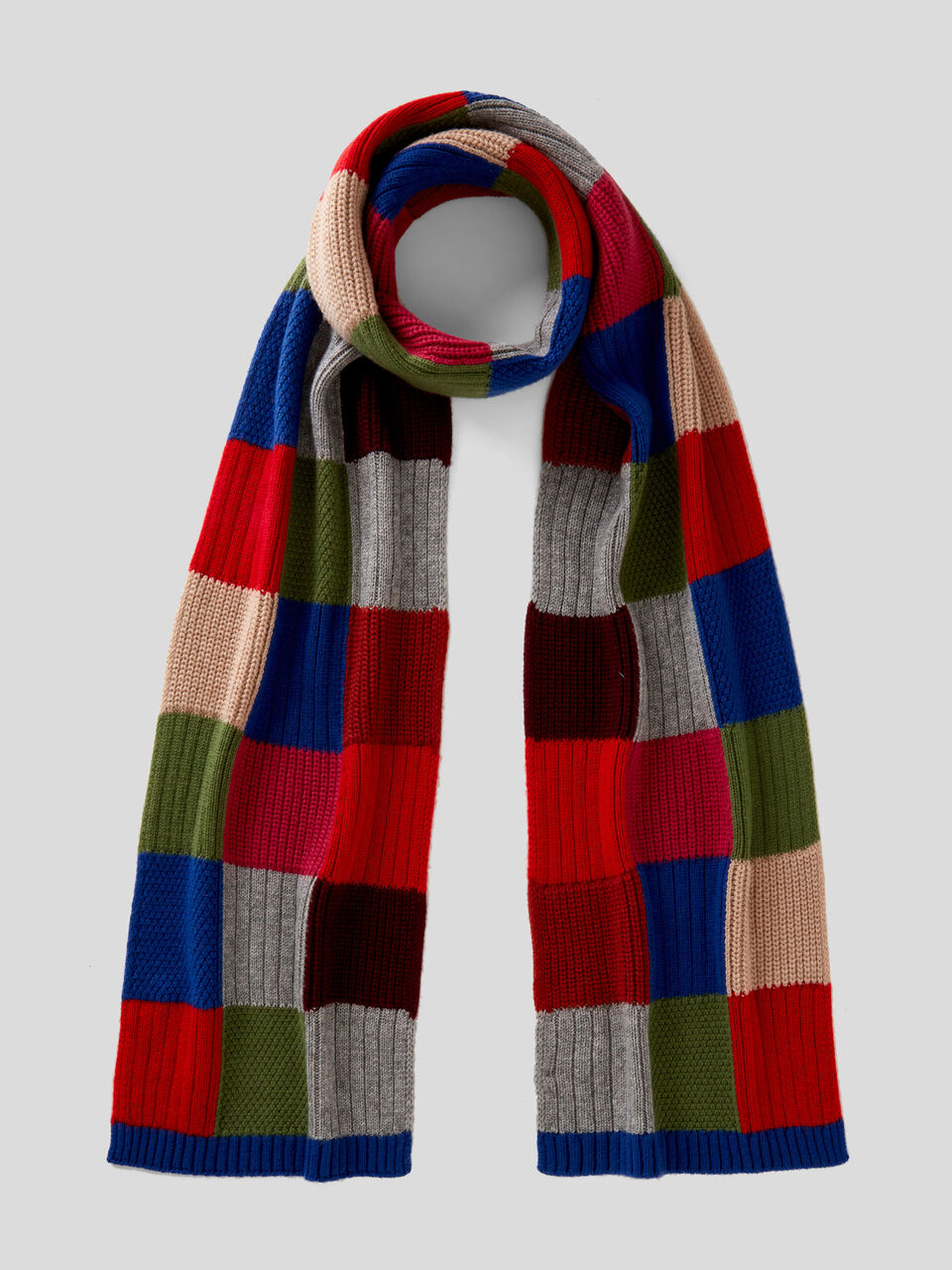 Bunter Schal in einer Mischung aus Wolle und Cashmere image number 1