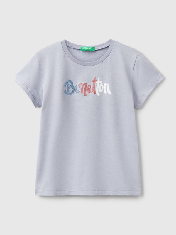 Glitzer-Logo-T-Shirt aus Baumwolle Mädchen