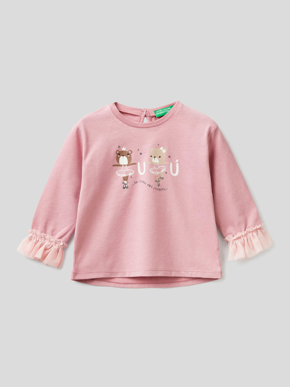 T-Shirt aus 100% Baumwolle mit Ärmelbündchen aus Tüll image number 1