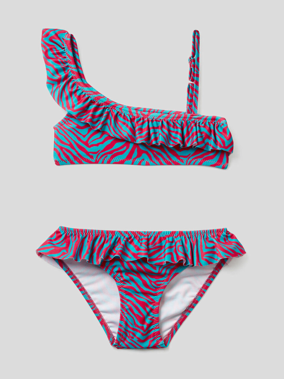 Bikini mit Streifen und Rüschen image number 1