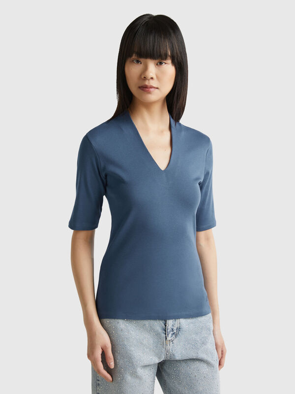 Slim Fit T-Shirt aus Langfaser-Baumwolle Damen