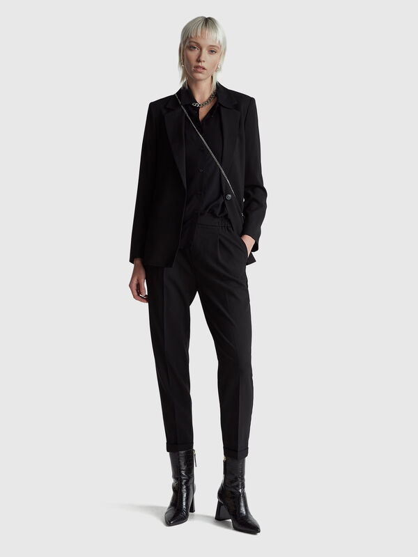 Hose mit Bündchen aus Stretch-Viskose-Mix Damen