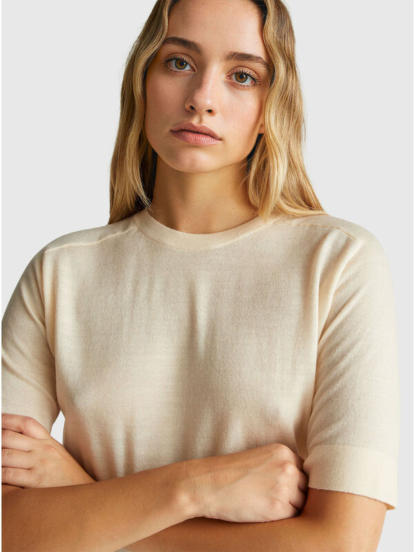 Kurzarmpullover aus reiner Merinowolle Kurzarmpullover aus reiner Merinowolle Damen