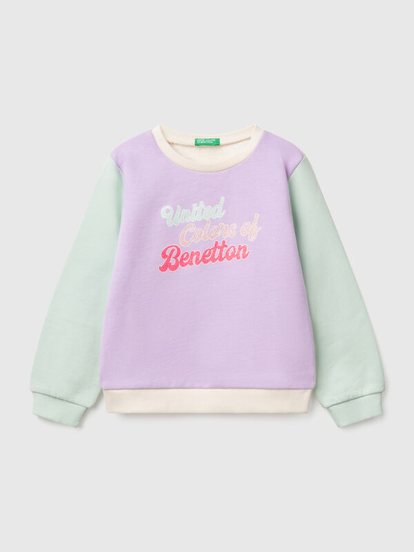 Sweater aus Baumwolle mit Glitzerdruck Mädchen