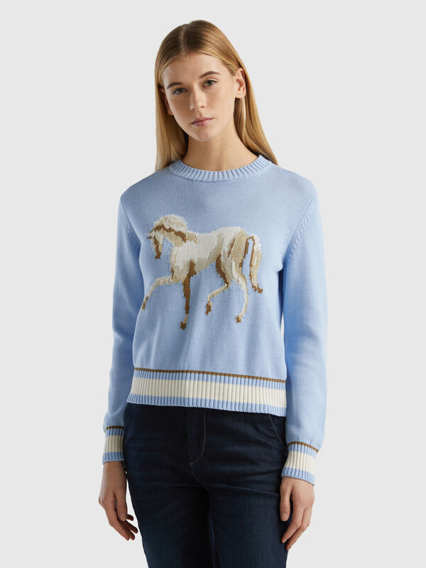 Pullover mit eingearbeitetem Pferdemotiv Damen