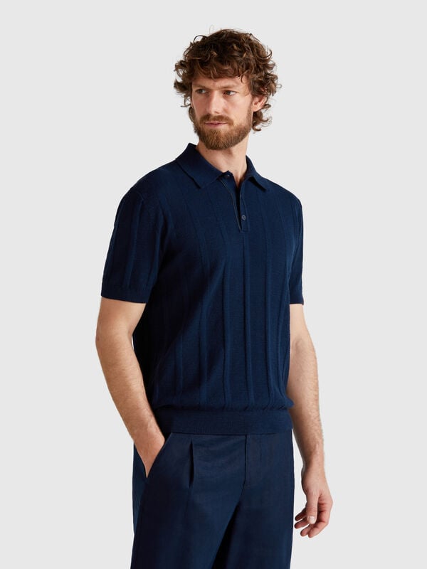 Gestricktes Poloshirt aus Leinenmischung Herren