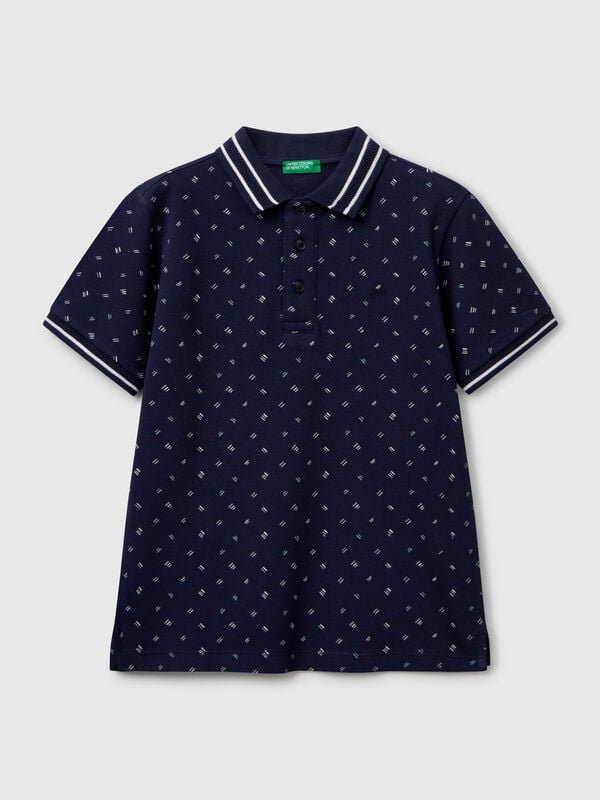Mikrogemustertes Poloshirt aus reiner Baumwolle Jungen