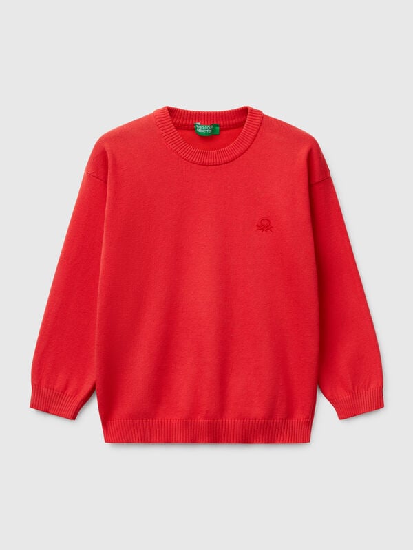 Pullover aus reiner Baumwolle mit Logo Jungen