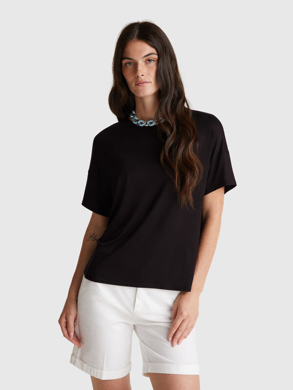 Slim Fit T-Shirt aus Stretch-Viskose Damen