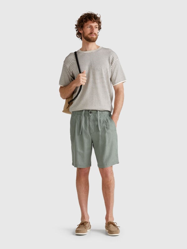 Bermudashorts mit Kordelzug aus reinem Leinen Herren